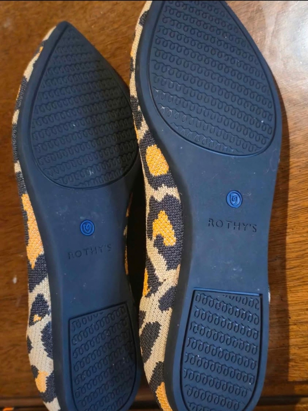 Rothy's Leopard Print Knit Flats in Black, Tan & Gold - Picture 2 of 6
